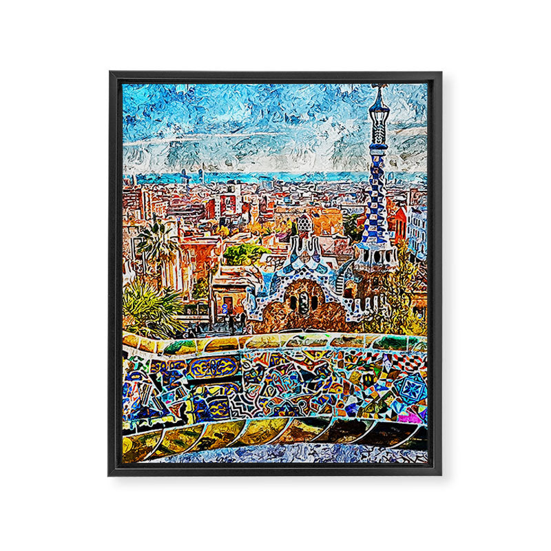 Barcelona, Parc Guell Framed Canvas Print Gallery Image 6