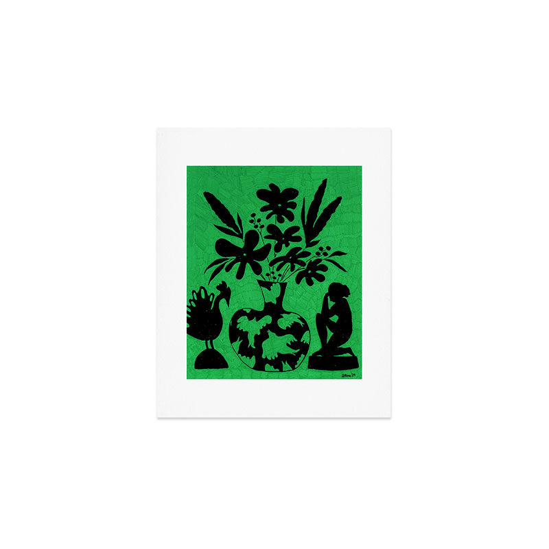 Black on Green Still Life Art Print Gallery Image 1