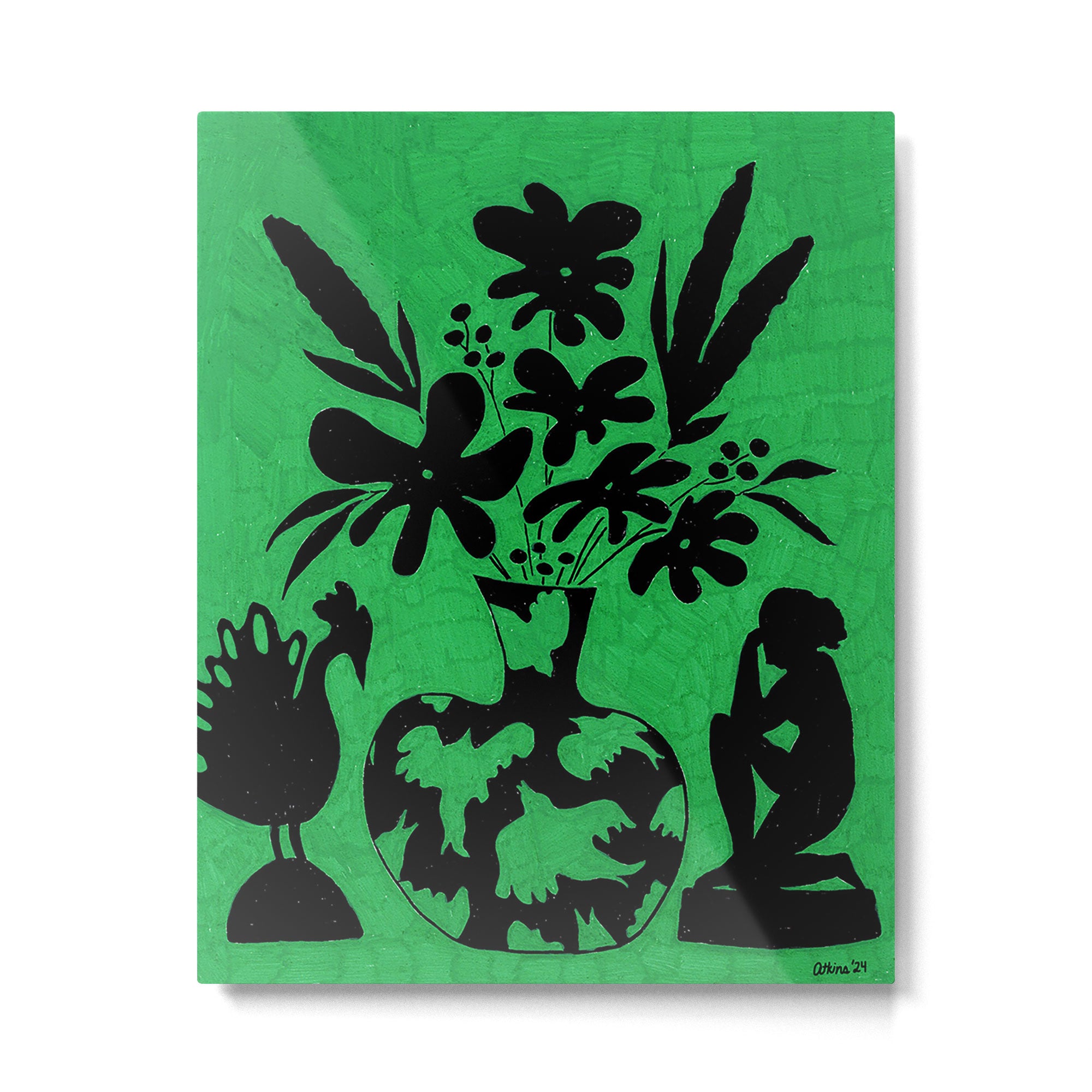 Black on Green Still Life Metal Print Gallery Image 4
