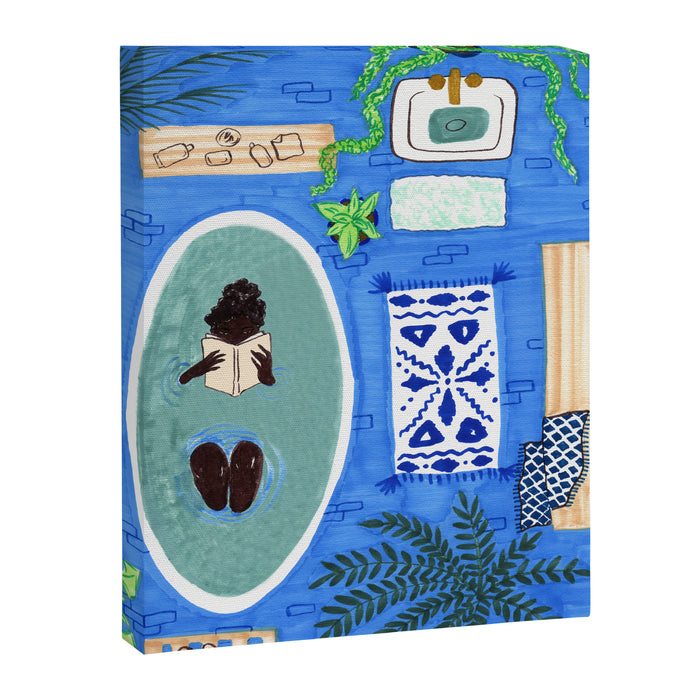 Blue Tiled Bath by Amanda Laurel Atkins Canvas Print Gallery Image 1