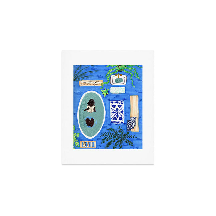 Blue Tiled Bath by Amanda Laurel Atkins Art Print Gallery Image 1
