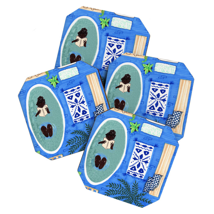 Blue Tiled Bath by Amanda Laurel Atkins Coaster Gallery Image 1