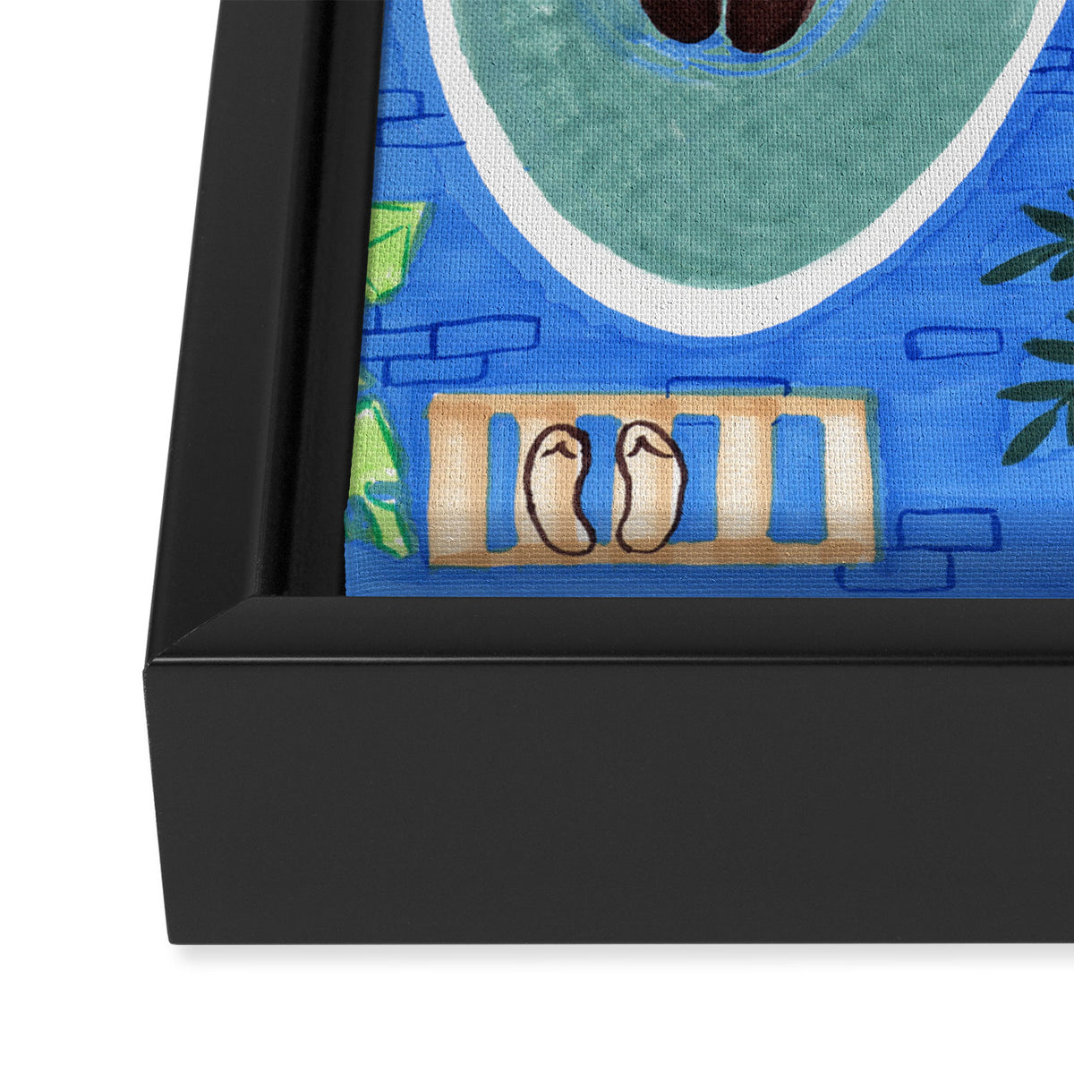 Blue Tiled Bath by Amanda Laurel Atkins Framed Canvas Print Gallery Image 3
