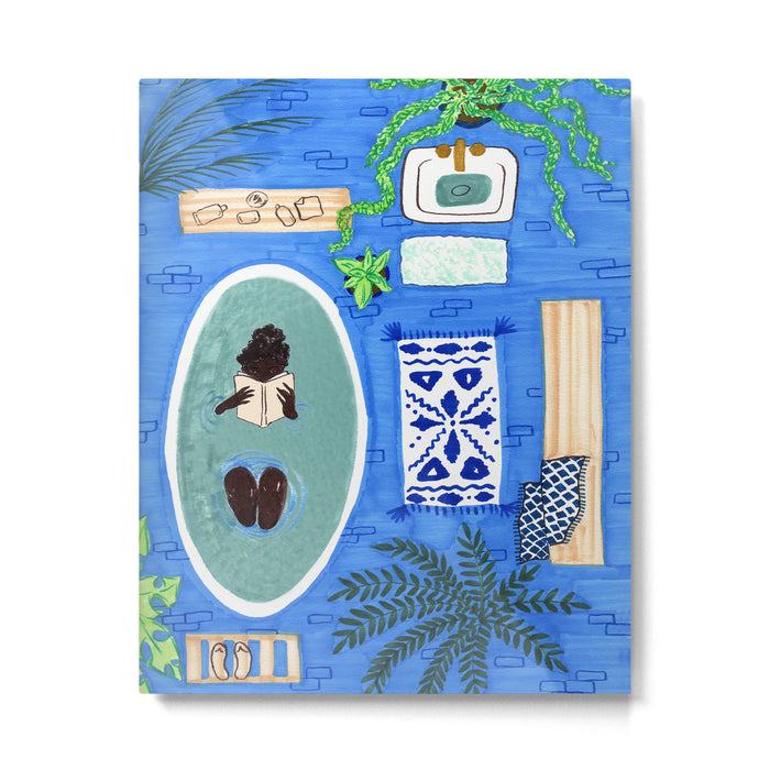 Blue Tiled Bath by Amanda Laurel Atkins Metal Print Gallery Image 1