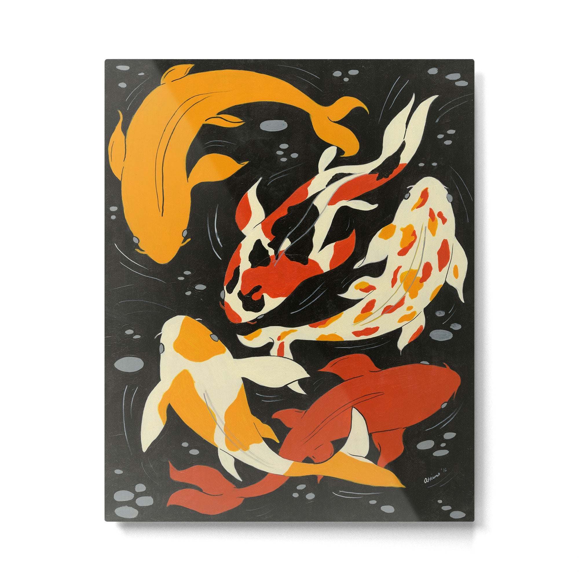Koi in Black Water Metal Print Gallery Image 6