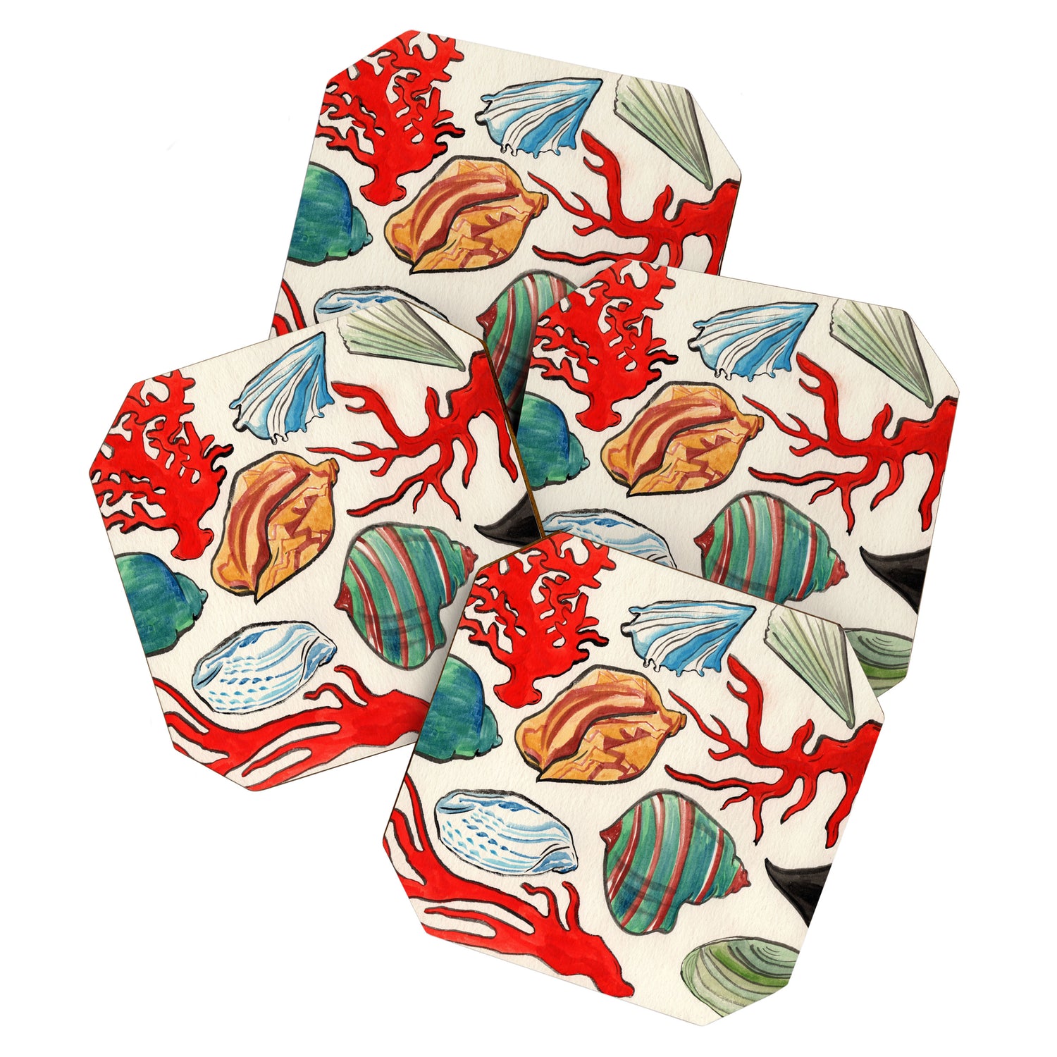 Sea Life Watercolor Coaster Gallery Image 1