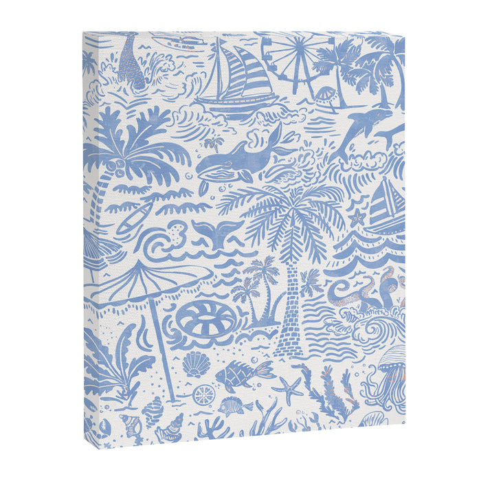 Coastal Daydreams Hand-Drawn Ocean Collage Pattern Canvas Print Gallery Image 1