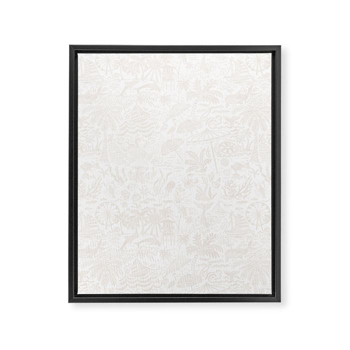 Coastal Daydreams Ivory Ocean Collage Pattern Framed Canvas Print Gallery Image 1