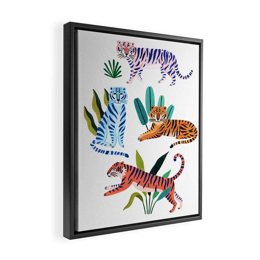 Asian Tigers Framed Canvas Print Gallery Image 2