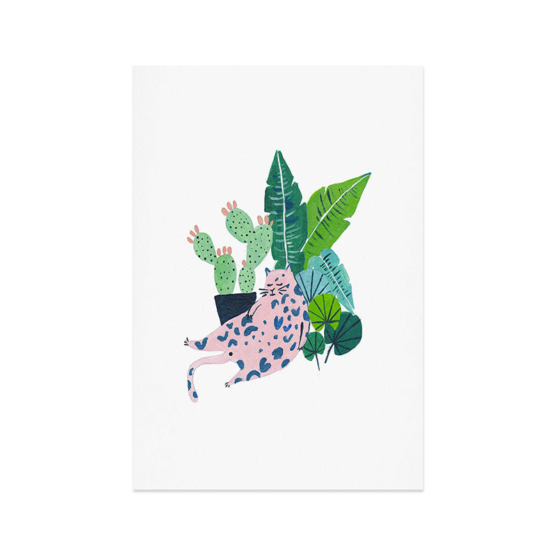 Fat Plant Kitty Art Print Gallery Image 1