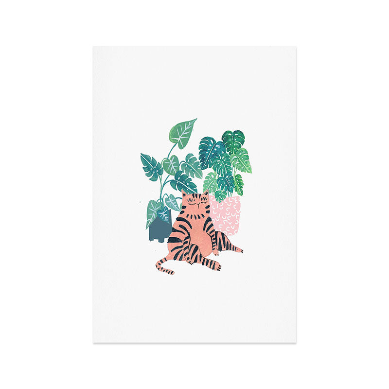 Fat Plant Kitty Art Print Gallery Image 1