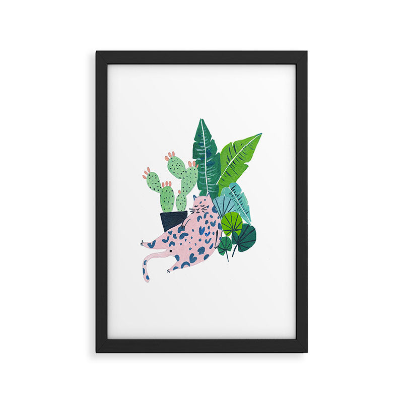 Fat Plant Kitty Framed Art Print Gallery Image 2