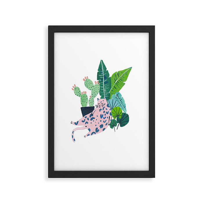 Fat Plant Kitty Framed Art Print Gallery Image 1