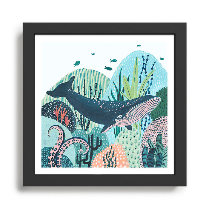 Happy Blue Whale Framed Art Print Gallery Image 1