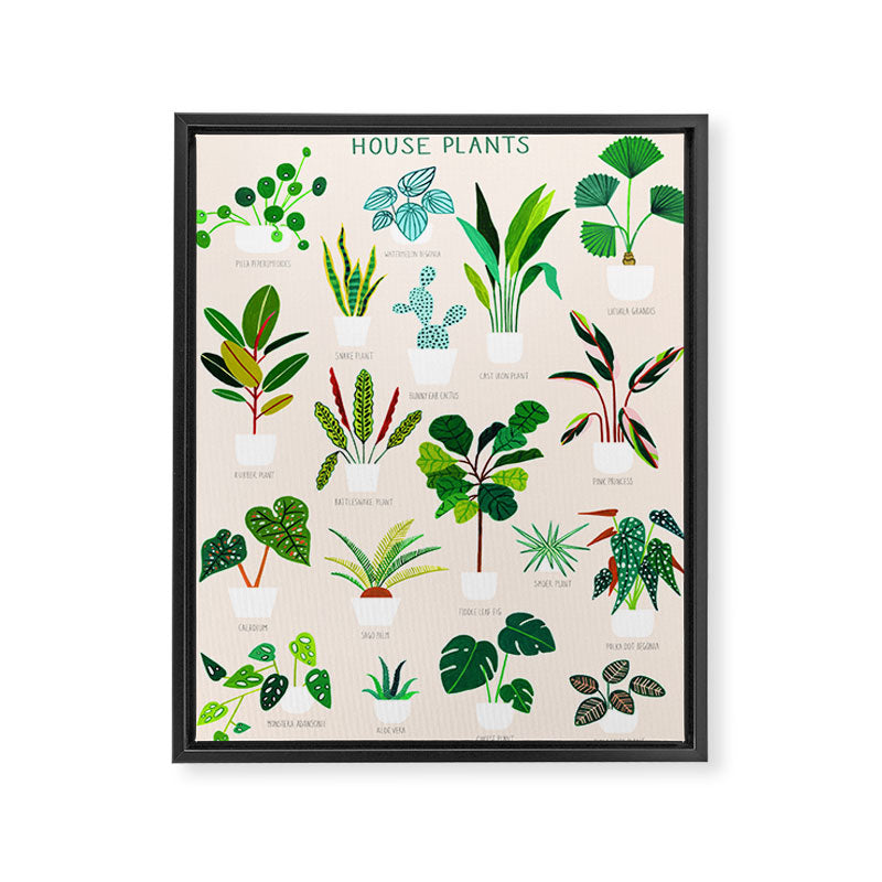 House Plants on Pink Framed Canvas Print Gallery Image 6