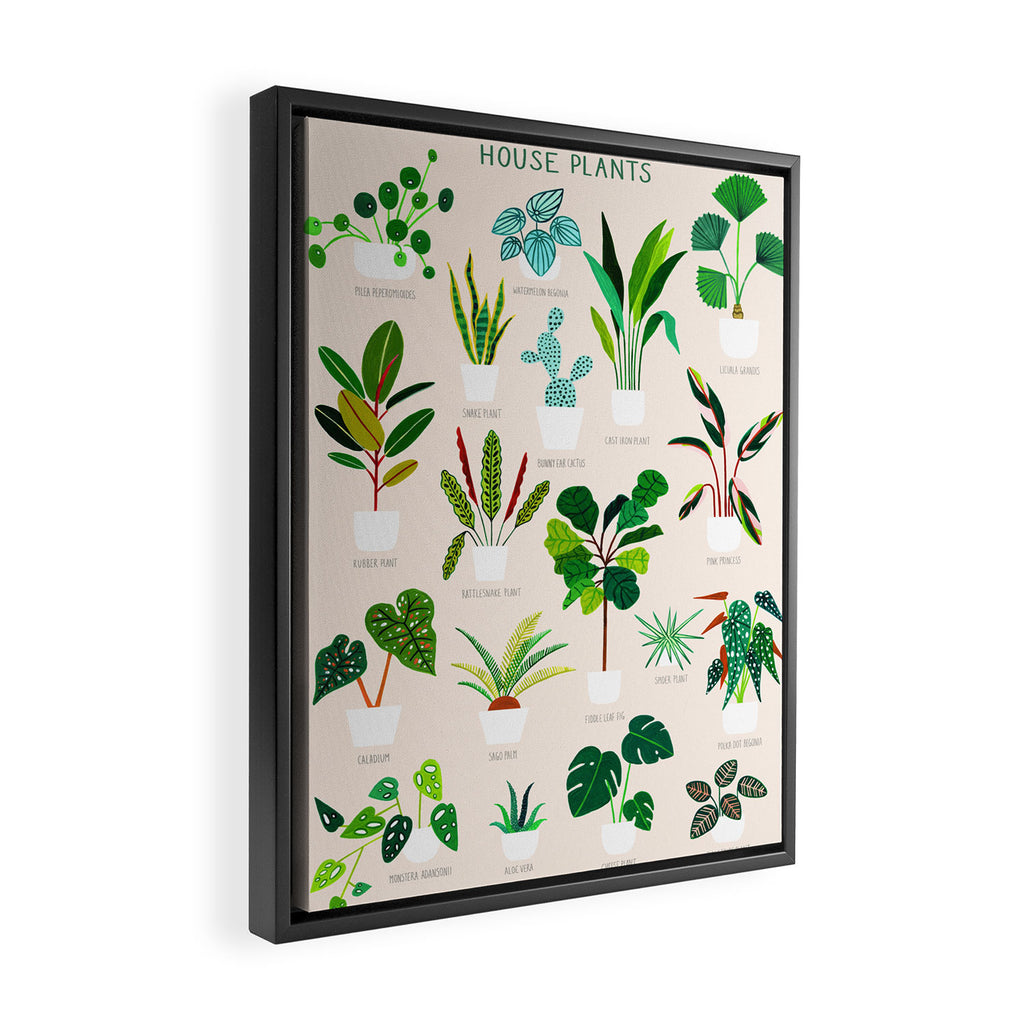 House Plants on Pink Framed Canvas Print Gallery Image 2