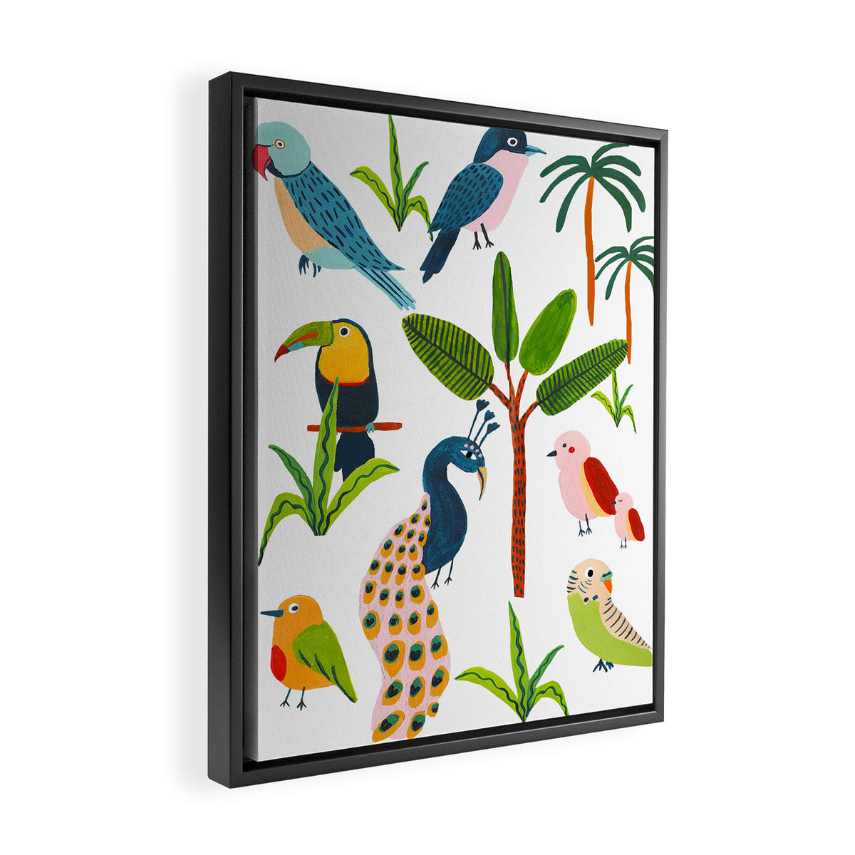 Jungle Birds Species Framed Canvas Print Gallery Image 2