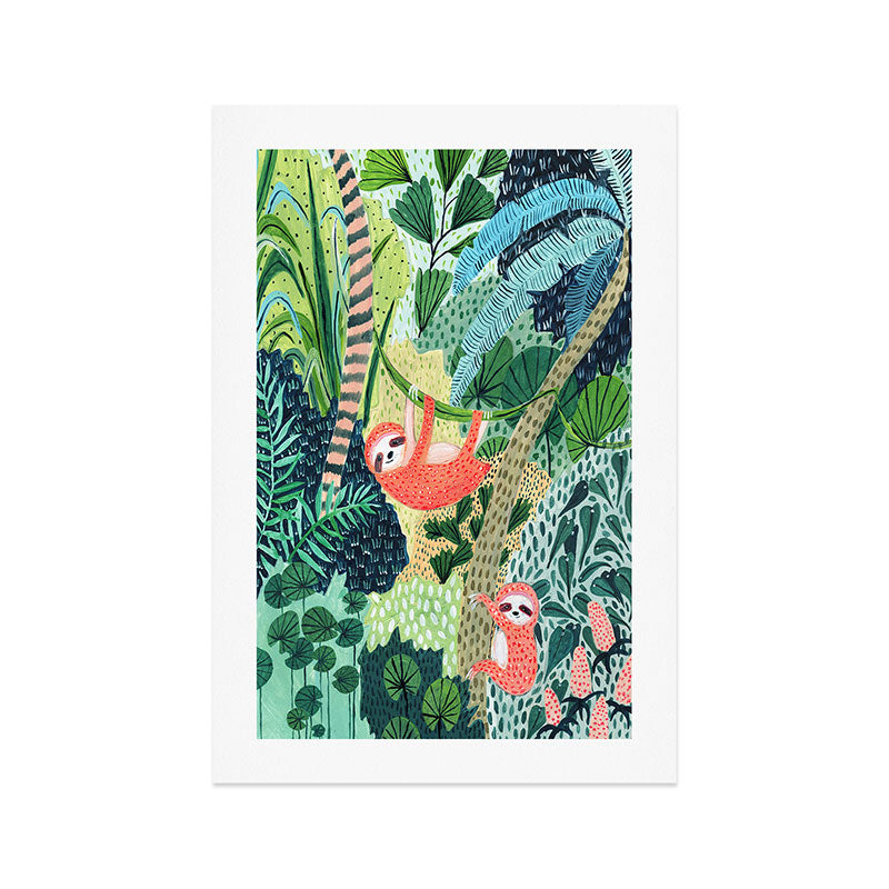 Jungle Sloth Family Art Print Gallery Image 1