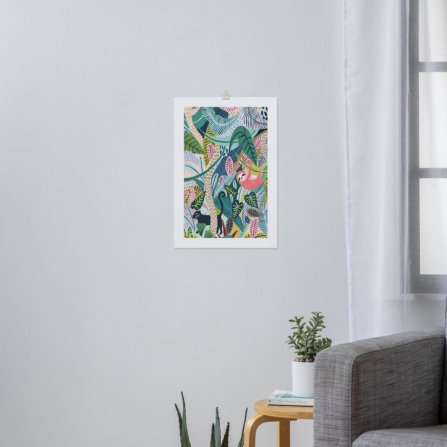 Jungle Sloth & Panther Pals Art Print Gallery Image 3