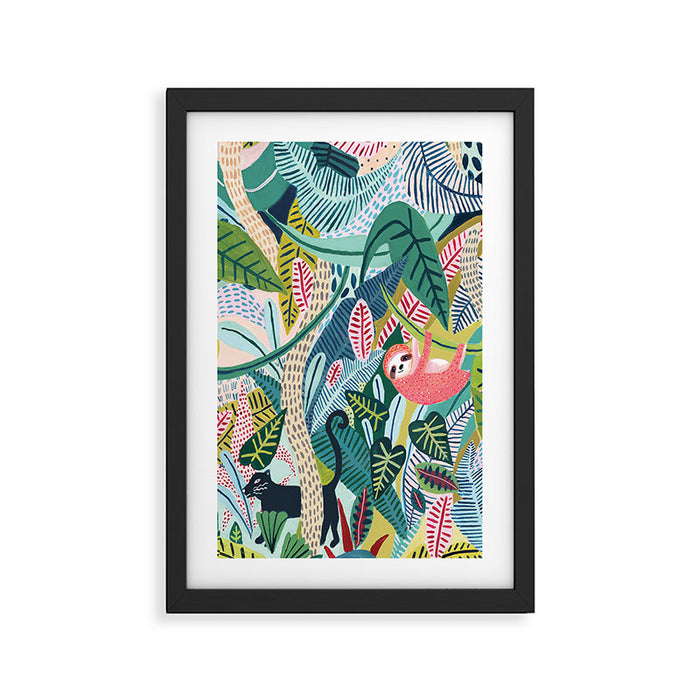 Jungle Sloth & Panther Pals Framed Art Print Gallery Image 1