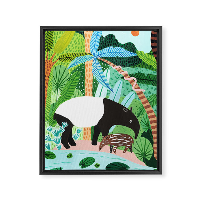 Malayan Tapir Family Framed Canvas Print Gallery Image 1