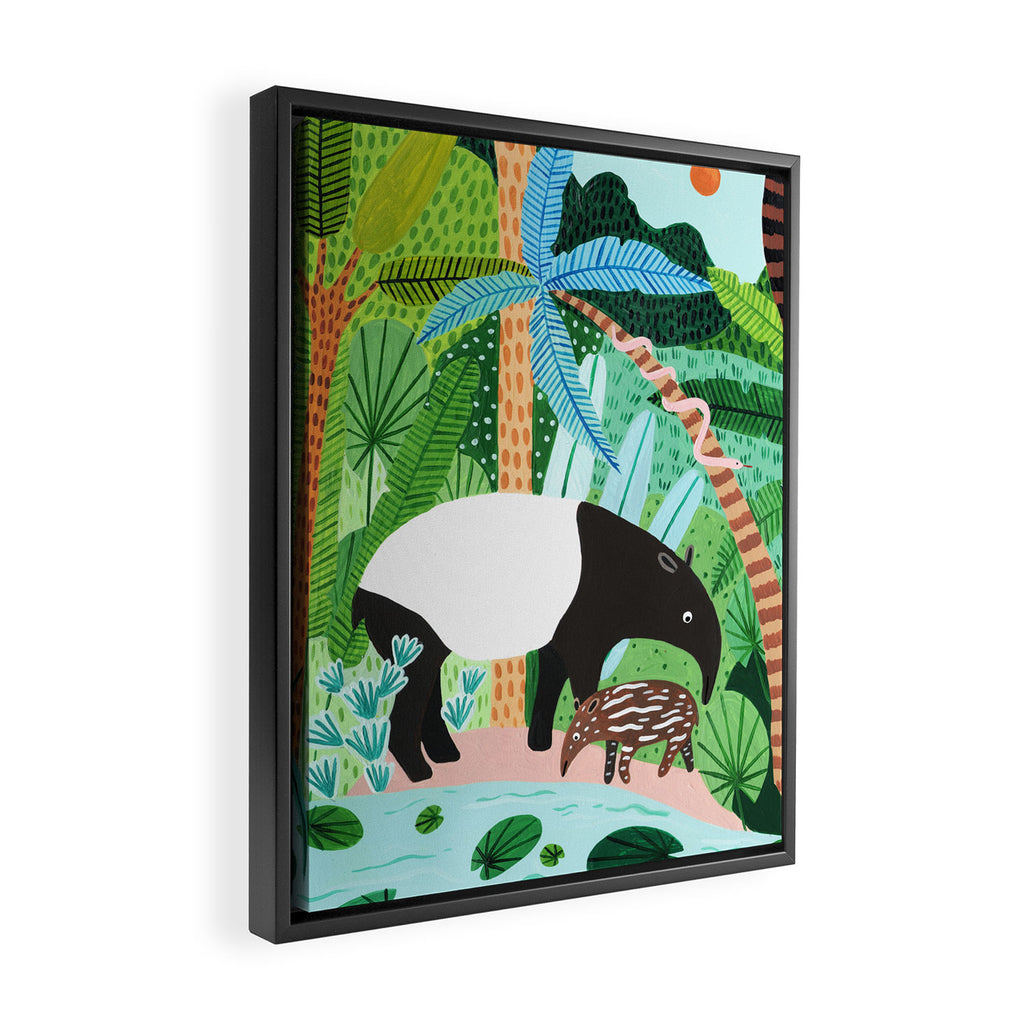 Malayan Tapir Family Framed Canvas Print Gallery Image 2