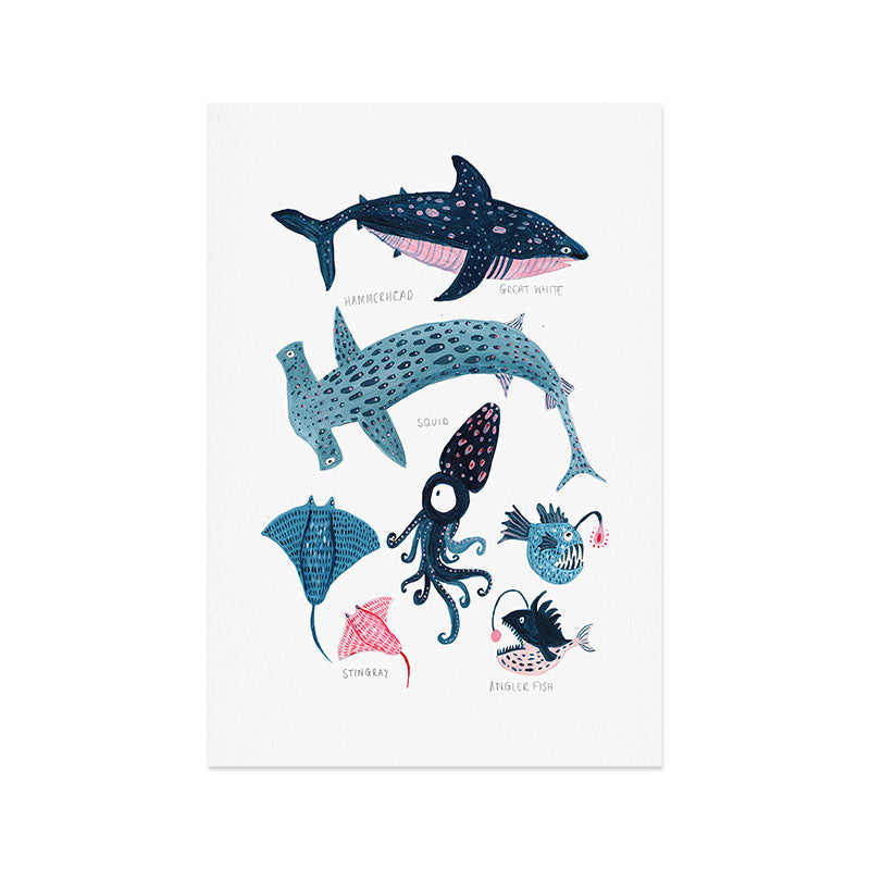 Sea Creatures Art Print Gallery Image 1
