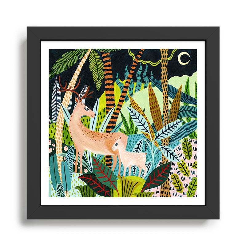 Woodland Deer & Fawn Framed Art Print Gallery Image 1