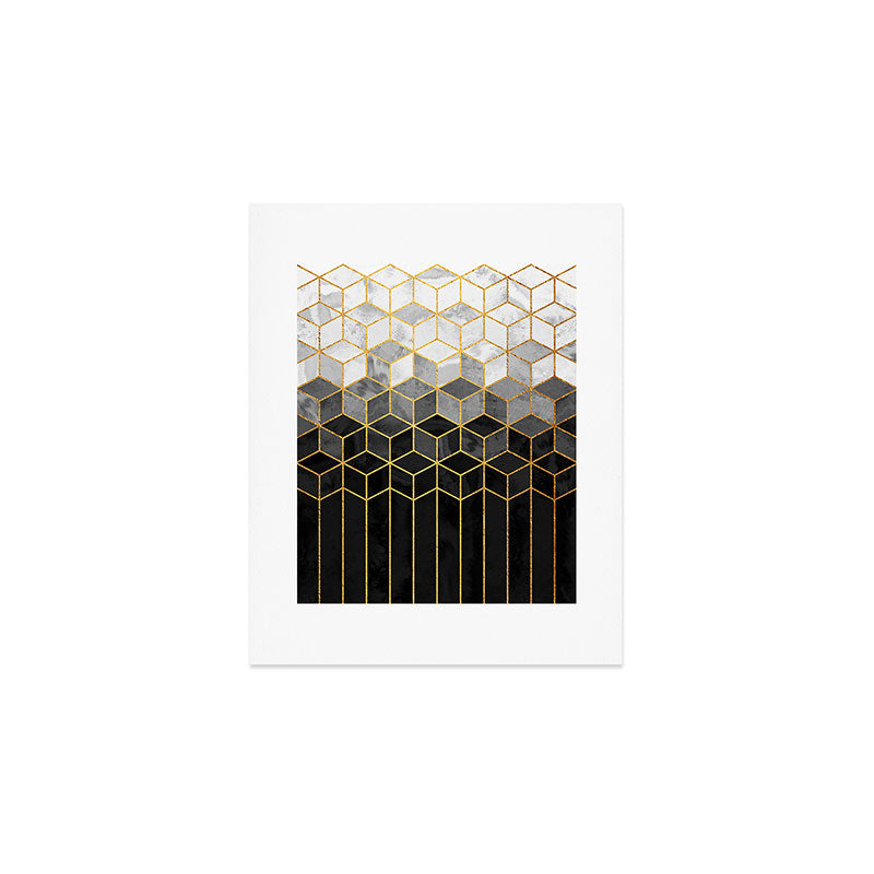 Black and White Gradient Cubes Art Print Gallery Image 1