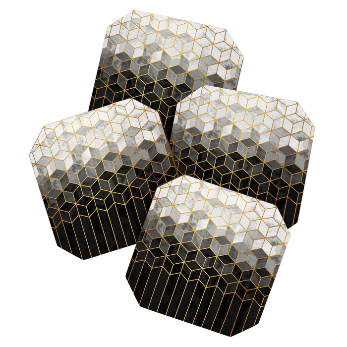 Black and White Gradient Cubes Coaster Gallery Image 1