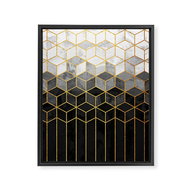 Black and White Gradient Cubes Framed Canvas Print Gallery Image 8