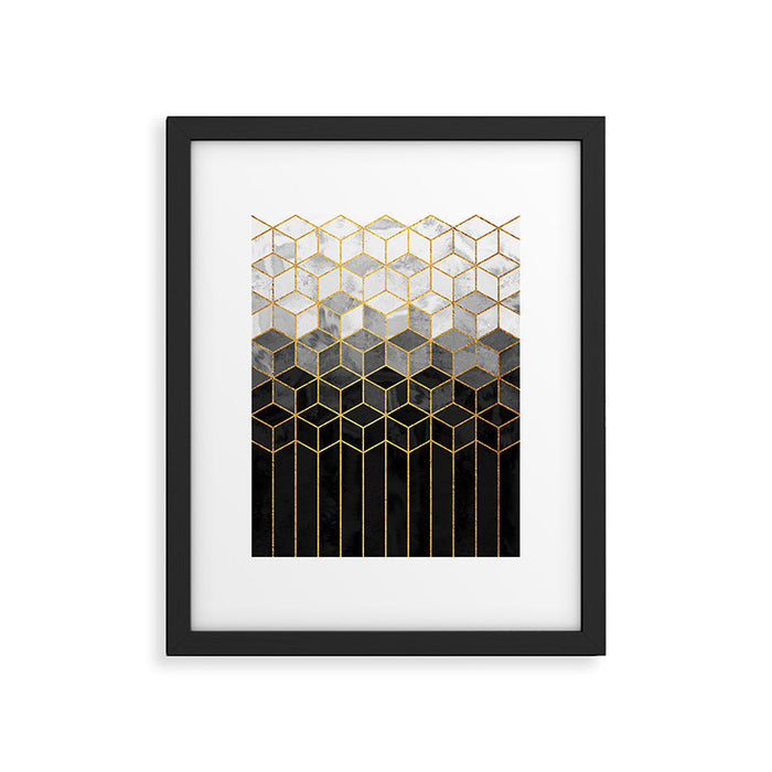 Black and White Gradient Cubes Framed Art Print Gallery Image 1