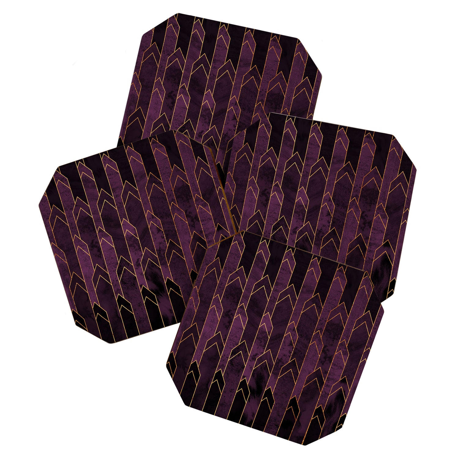 Pretty Purple Plum Geo Crystals Coaster Gallery Image 1