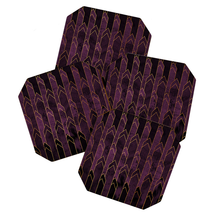 Pretty Purple Plum Geo Crystals Coaster Gallery Image 1