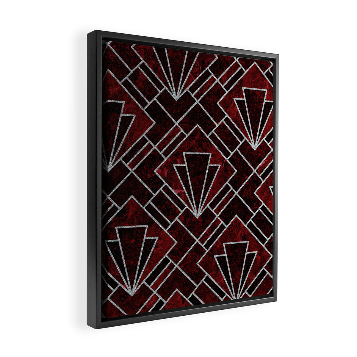 Red Ruby Art Deco Pattern Framed Canvas Print Gallery Image 2