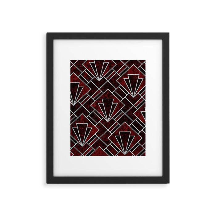 Red Ruby Art Deco Pattern Framed Art Print Gallery Image 1