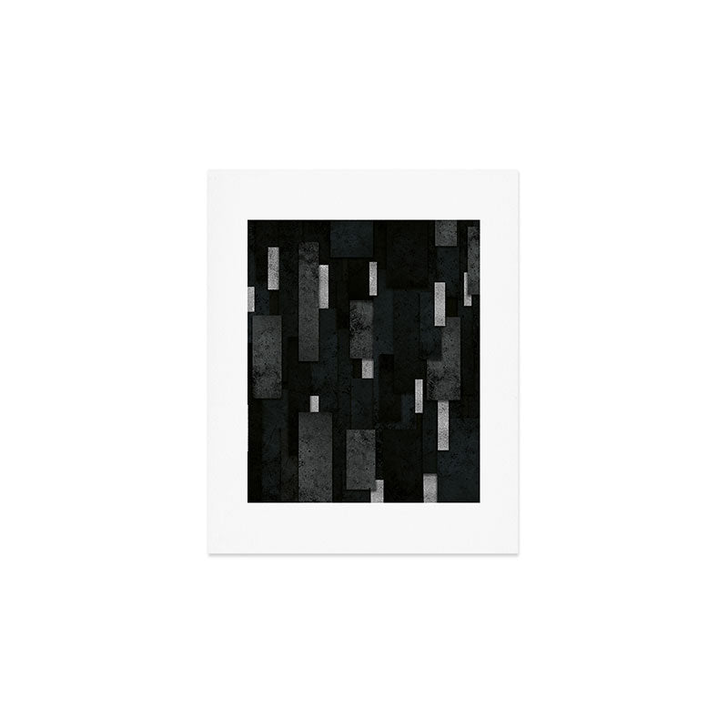 Silver and Black Urban Charcoal Spires Art Print Gallery Image 1