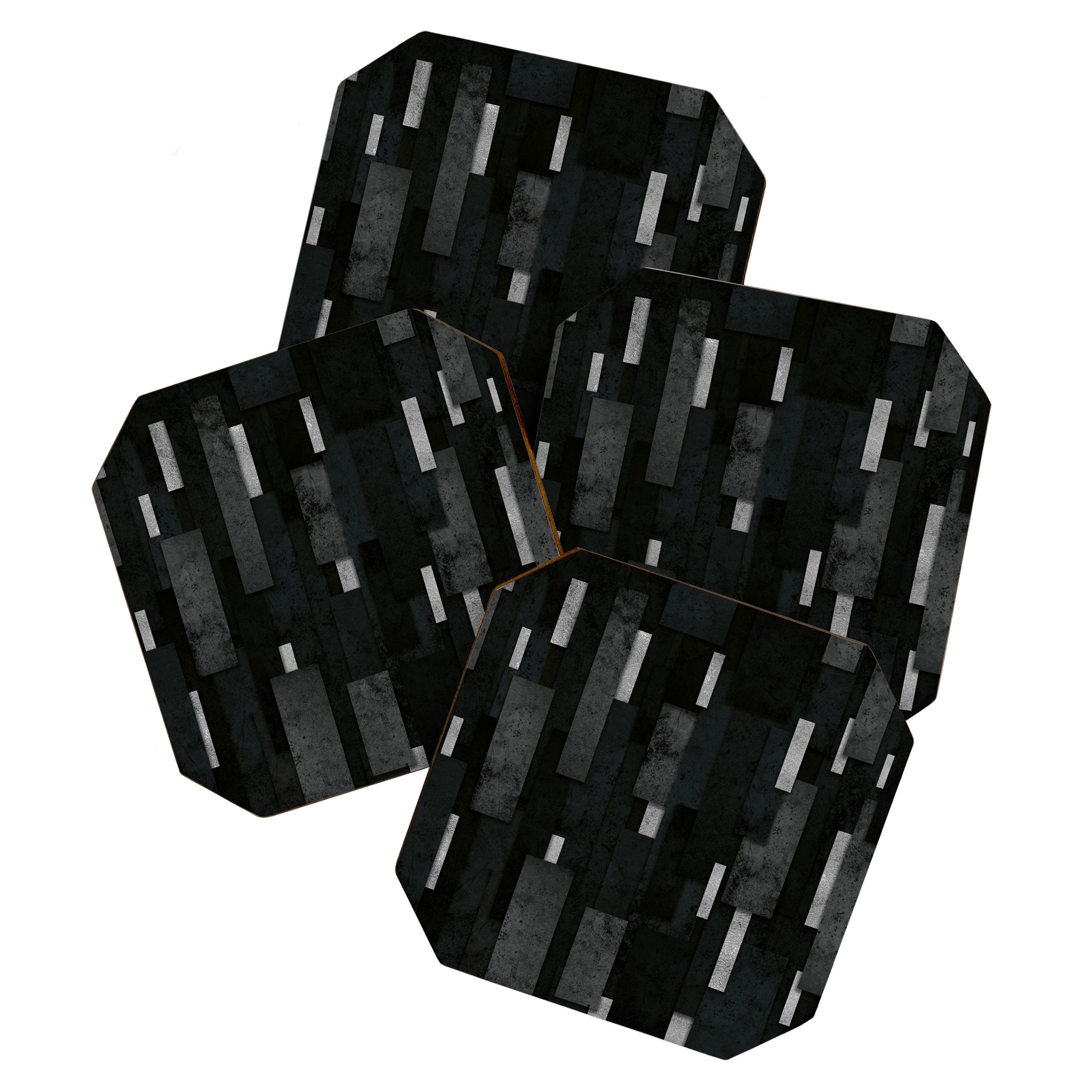 Silver and Black Urban Charcoal Spires Coaster Gallery Image 1