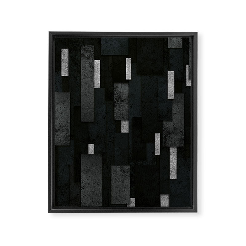 Silver and Black Urban Charcoal Spires Framed Canvas Print Gallery Image 8
