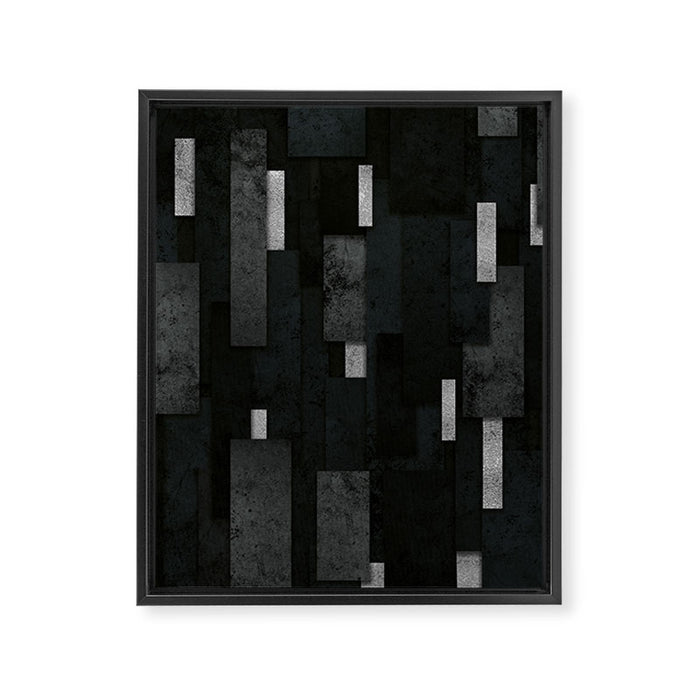 Silver and Black Urban Charcoal Spires Framed Canvas Print Gallery Image 1