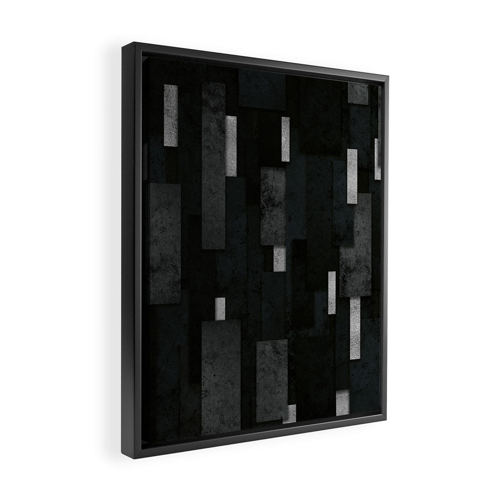 Silver and Black Urban Charcoal Spires Framed Canvas Print Gallery Image 2