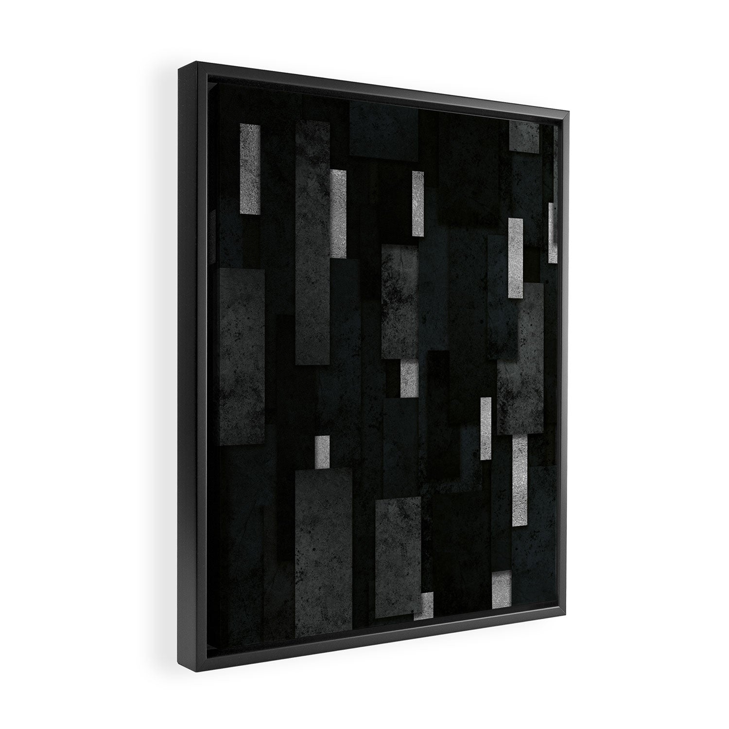 Silver and Black Urban Charcoal Spires Framed Canvas Print Gallery Image 2