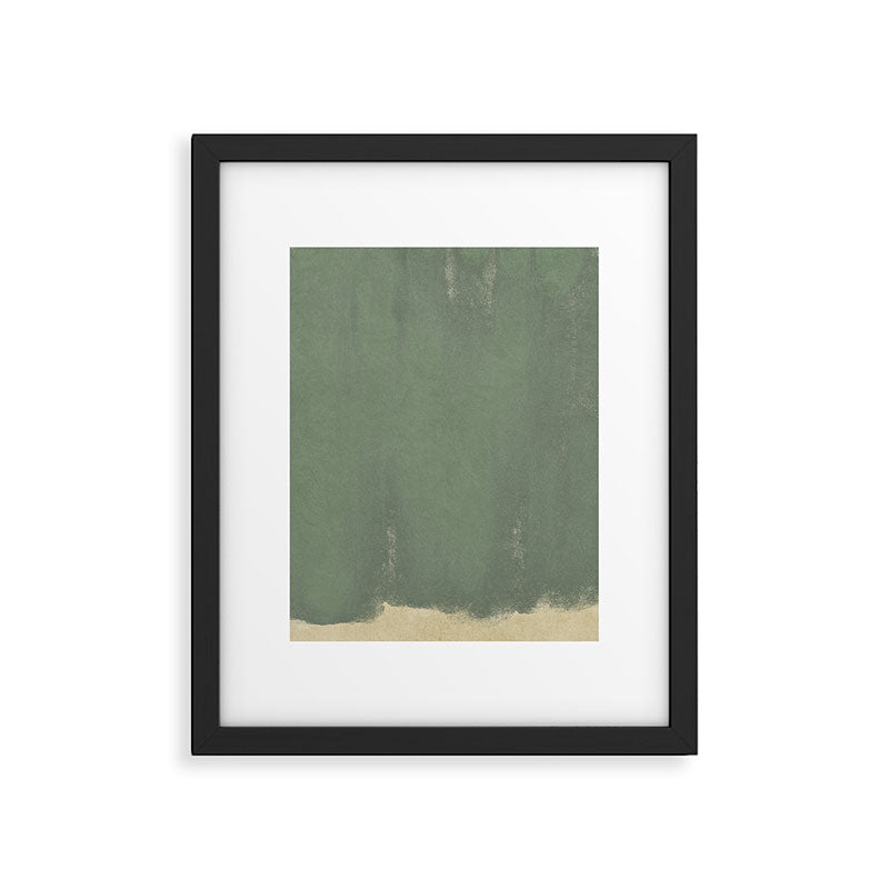 Minimal Abstract Green Colorfield Painting 01 Framed Art Print