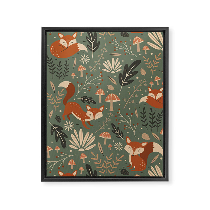 Wild Foxes Framed Canvas Print Gallery Image 1