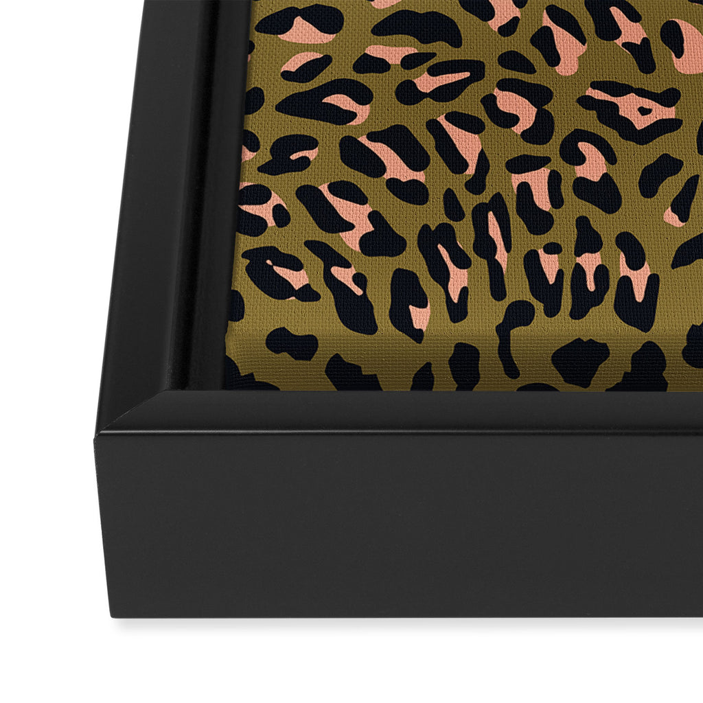 Leopard Spots Olive Framed Canvas Print Gallery Image 3