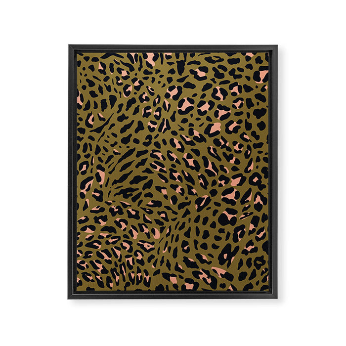 Leopard Spots Olive Framed Canvas Print Gallery Image 1