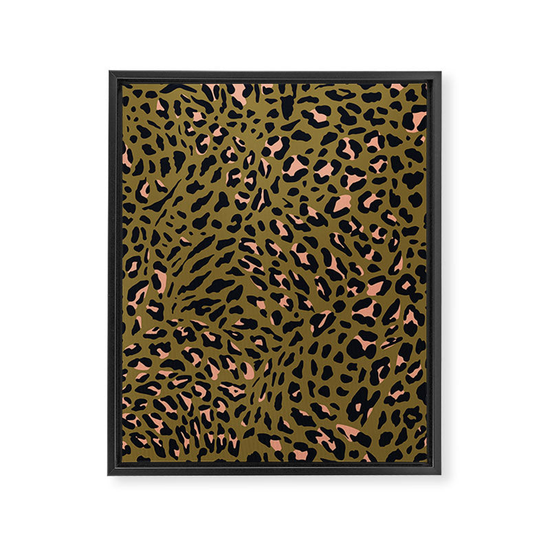 Leopard Spots Olive Framed Canvas Print Gallery Image 6