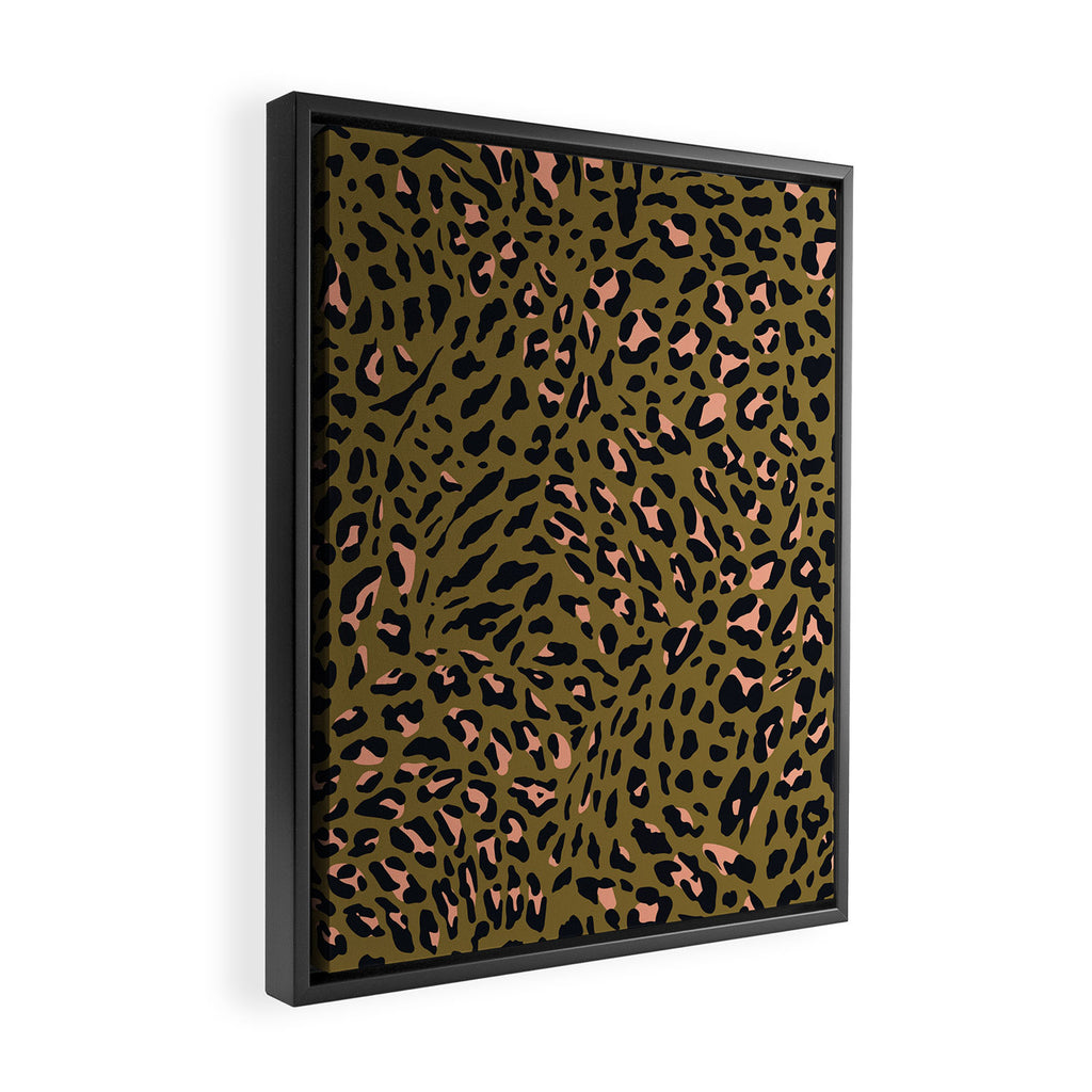 Leopard Spots Olive Framed Canvas Print Gallery Image 2