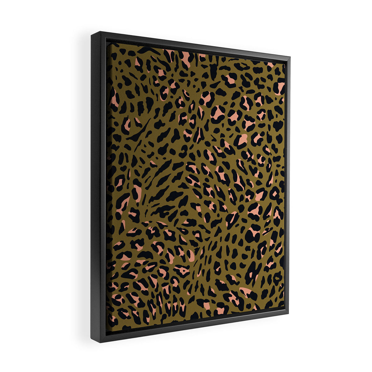 Leopard Spots Olive Framed Canvas Print Gallery Image 2