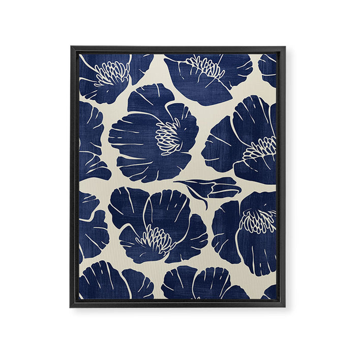 Poppies Indigo Framed Canvas Print Gallery Image 1